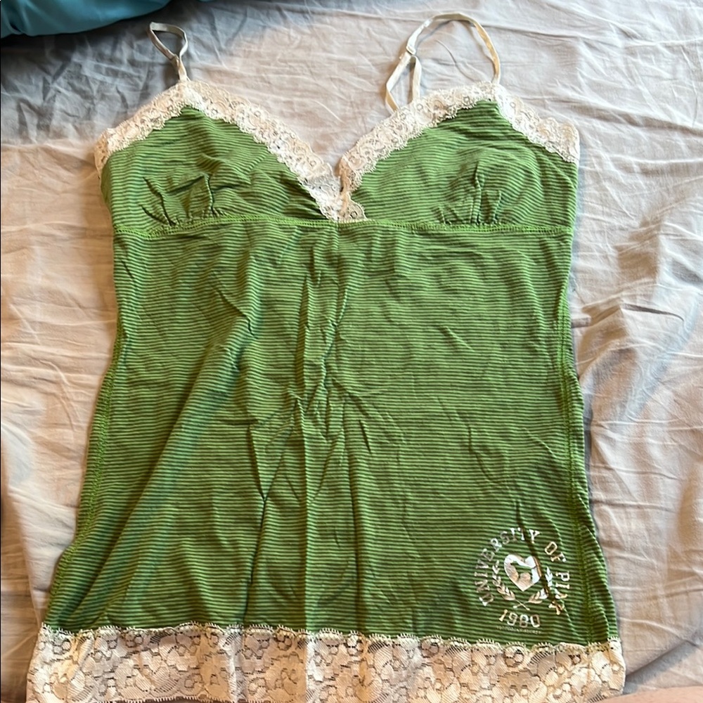 Victoria's Secret Green Camisole with Lace Trim